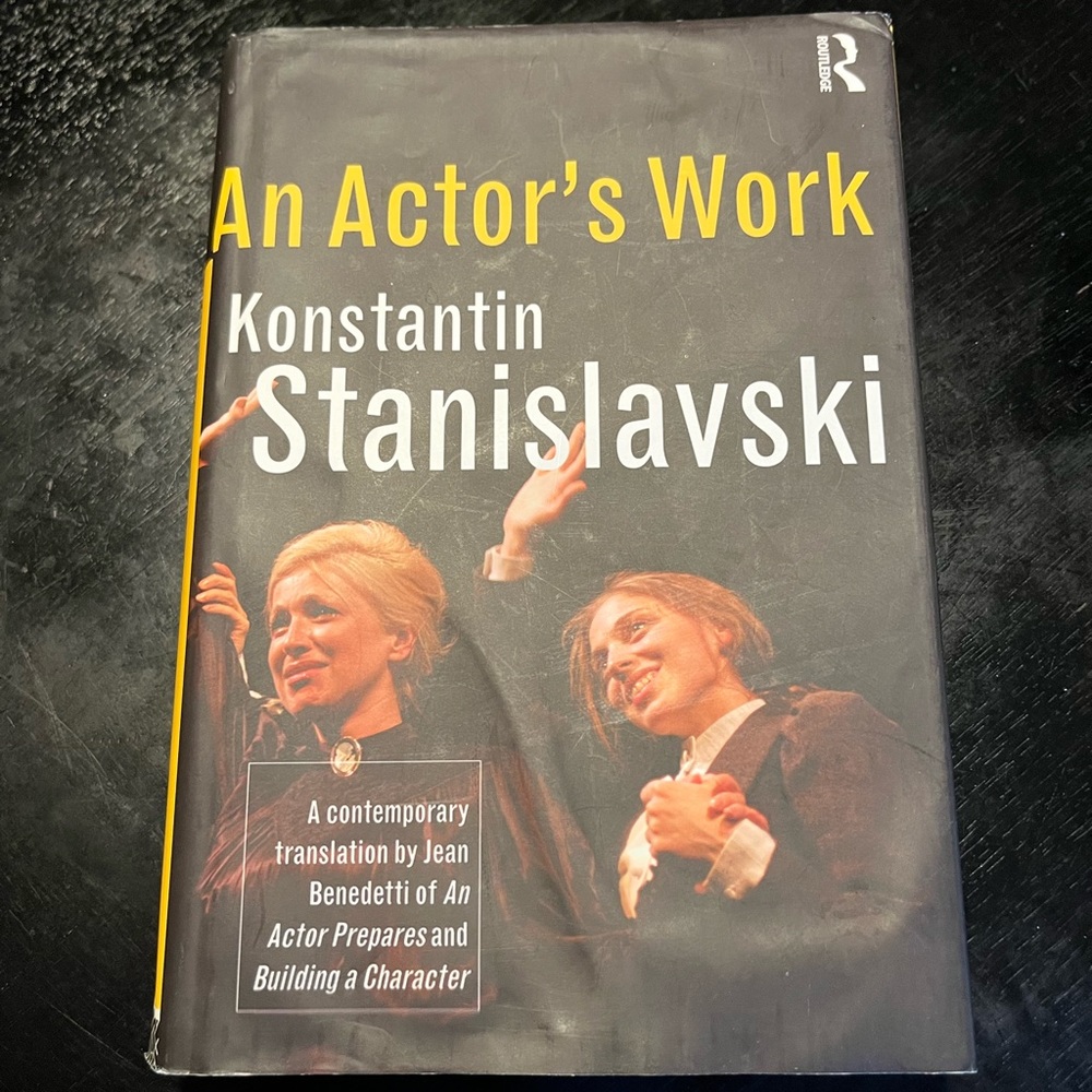 Hard cover book and actors work by Konstantin Stanislavski.